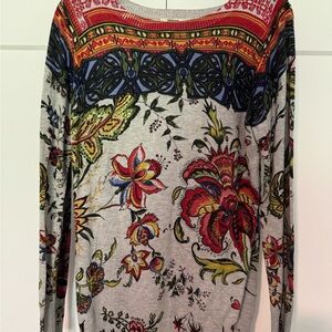 Desigual Striped Knit Sweater with Red Accents